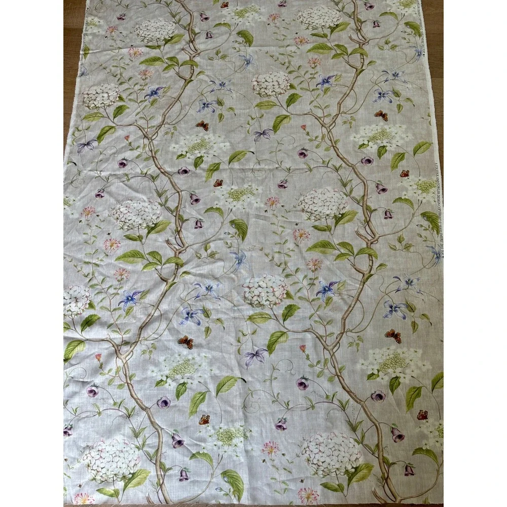 Colefax and Fowler Haslemere Linen Fabric Floral Hydrangea Butterfly 2.3yards‎